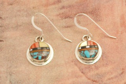 Zuni Indian Jewelry Genuine Gemstones Sterling Silver Earrings